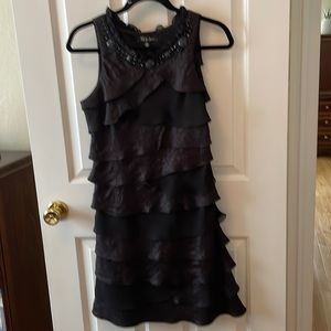 S.L. Fashions party swing tiered dress. Very nice! Size 4. Black. Embellished.
